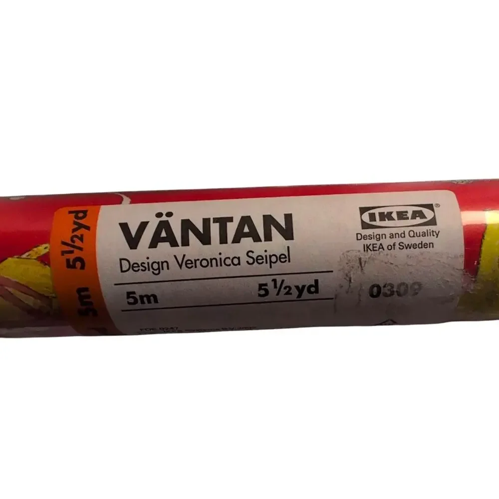 Vintage IKEA Vantan Wrapping Paper 5m Scandinavian Christmas Goats Mice NOS